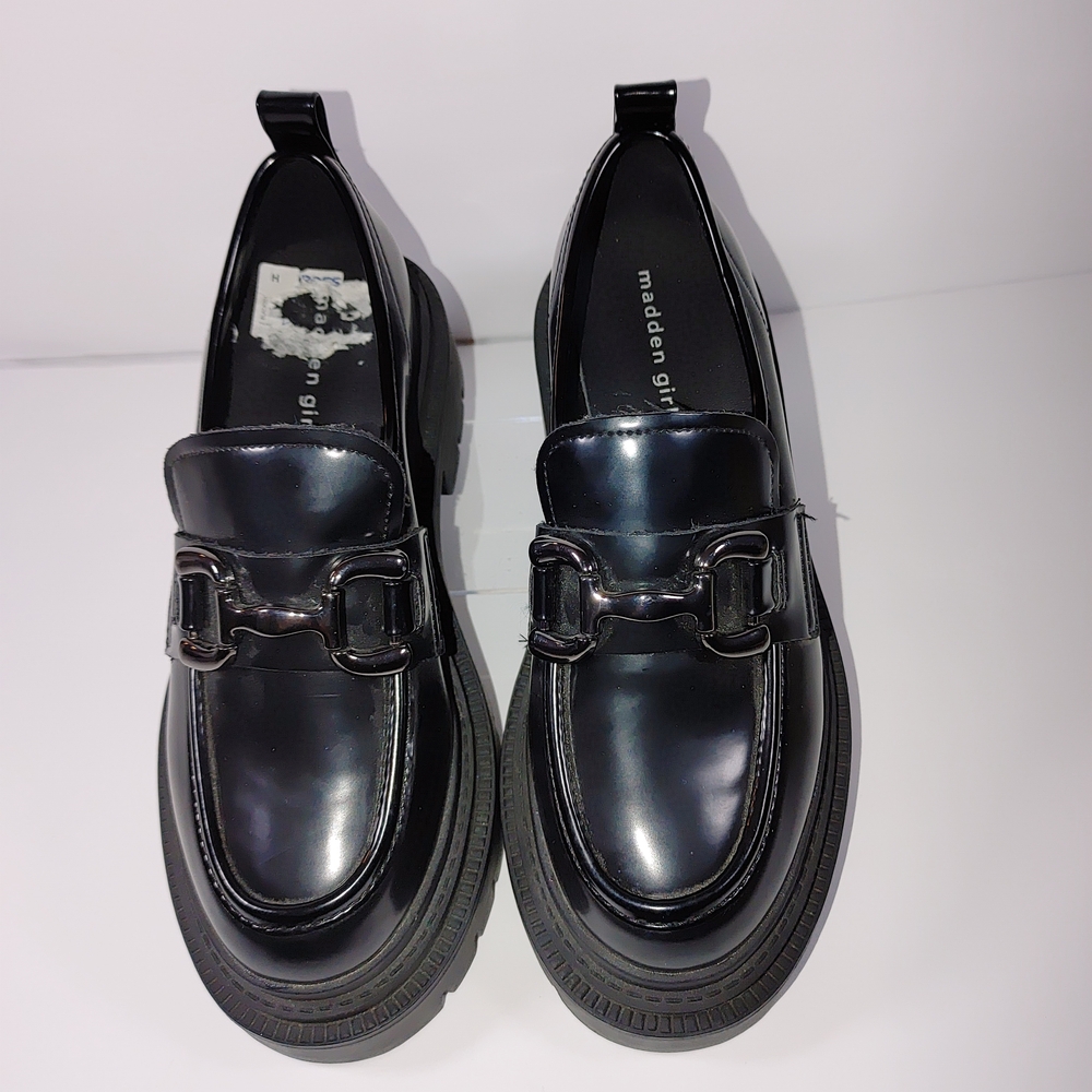 Madden Girl Black Patent Platform Loafers - Picture 9 of 14